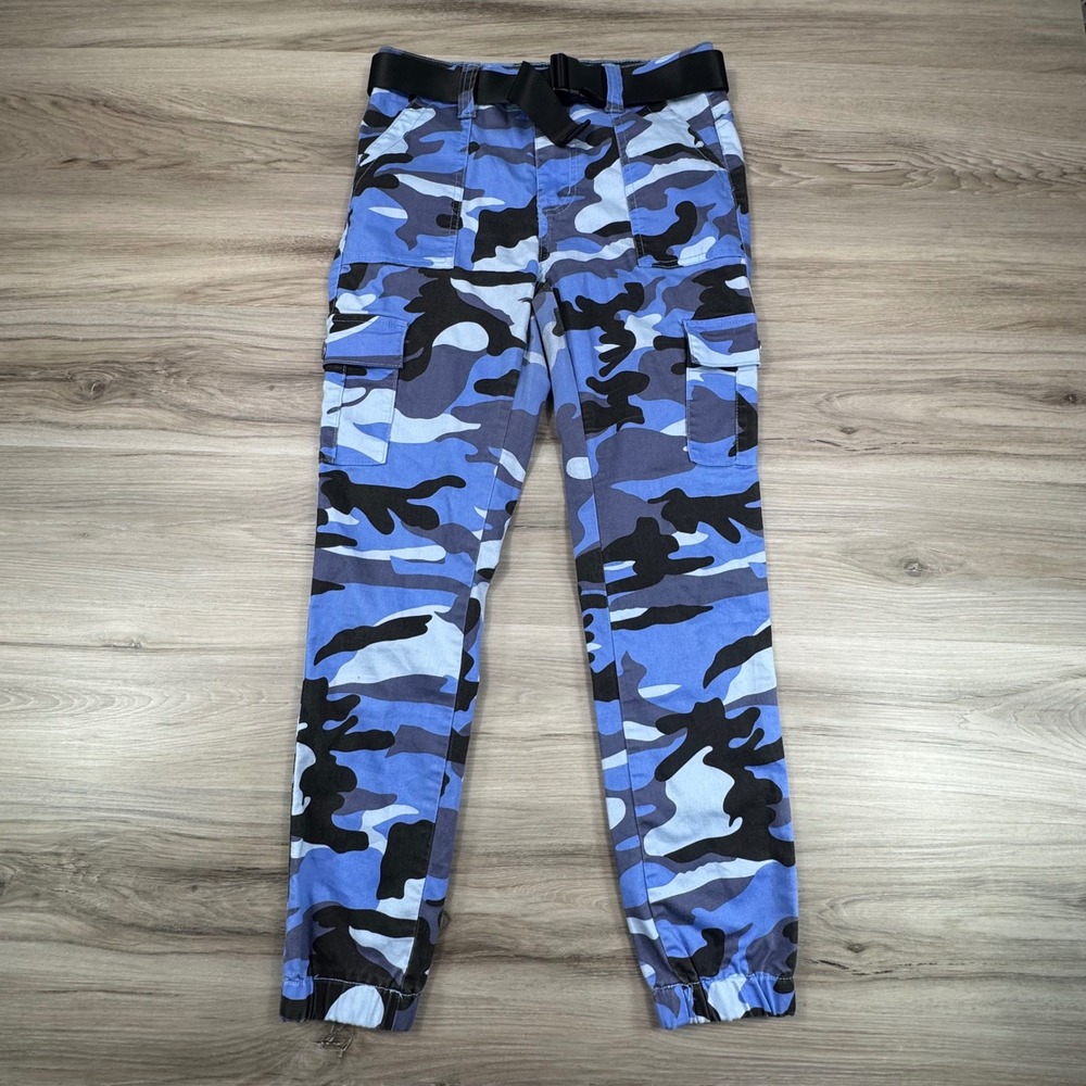 VIP Jeans Kids Blue Camouflage Cargo Joggers with Belt Size 7/8 2-90240NEWBL-SB